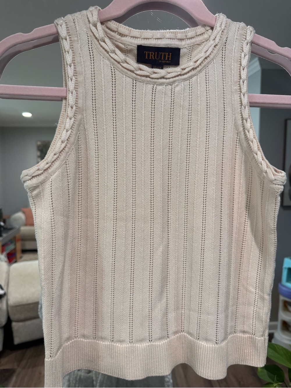 Truth Cream Ribbed Knit Sleeveless Tank